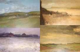 ROGER NICHOLSON, ONE SIGNED, GROUP OF FOUR OILS, Landscape and Coastal Scenes, assorted sizes (4)