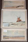 JASON PARTNER, SIGNED, GROUP OF THREE WATERCOLOURS, “Blakeney from The Point”; “Blakeney Point”