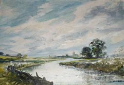 JOHN CONSTABLE REEVE, OIL, Inscribed verso “Waveney in Spring”, 9 ½” x 13”