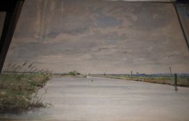 LARGE PORTFOLIO OF ASSORTED WATERCOLOURS AND OILS, including work by DEVERILL, LAND, GREIG-HALL ETC