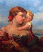 19TH CENTURY, ENGLISH SCHOOL, OIL, Mother and Child, 23” x 19”