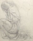 SIBYL MILNES, PENCIL DRAWING, Study of a Woman in Mourning (see label verso), 11” x 9”