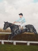 MICHAEL WEIRS, SIGNED, OIL, Horseracing Scene, 23” x 17”