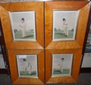 SET OF FOUR REPRODUCTION FRAMED COLOURED PRINTS, Early Cricketers - “Fuller Pilch”, “Jas