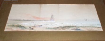 S H B, INITIALLED, WATERCOLOUR, Inscribed “Towyn Sands, Wales”, 7” x 18”