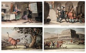 AFTER T ROWLANDSON, GROUP OF FOUR ANTIQUE COLOURED AQUATINTS, PUBLISHED 1815, FROM THE DR SYNTAX