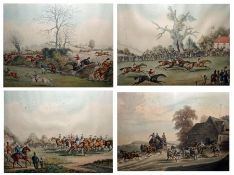 BOX CONTAINING AN INTERESTING COLLECTION OF EIGHTEEN ASSORTED MAINLY HUNTING RELATED PRINTS,