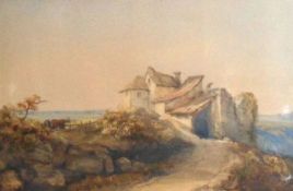 19TH CENTURY, ENGLISH SCHOOL, WATERCOLOURS, Landscape with Ruined Building, 8 ½” x 12”