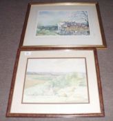 G M R, INITIALLED, WATERCOLOUR, Landscape with Farmstead, 10” x 13”; N E EBLERTON, RN, SIGNED,