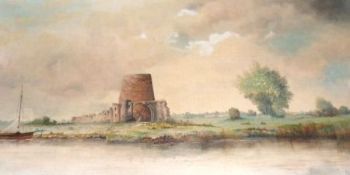 ALFRED SAUNDERS, SIGNED, OIL, Inscribed verso “St Benets Abbey Ruin, Norfolk Broads”, 10 ½” x 19 ½”