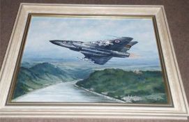 ROGER BRIGHTON, SIGNED, OIL, “Gloster Javelin FAW9”, 13 ½” x 17”