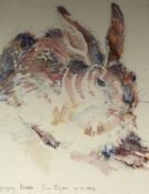 SARAH DYSON, SIGNED AND DATED 21.11.2012, WATERCOLOUR, Inscribed “A Merry Hare”, 8” x 6”