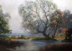 ROBERT SOMERSCALES, SIGNED, OIL, French River Landscape, 16” x 22”