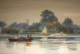 JOSEPH WEST, SIGNED, WATERCOLOUR, “Ranworth Church and Broad”, 8” x 12”