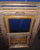 GROUP OF FOUR VICTORIAN STYLED GILT GESSO PICTURES FRAMES, the largest 17 ½” x 24 ½” (4)