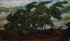 PETER WALTON, FOUR SIGNED, GROUP OF FIVE OILS, Impressionist Tree Studies, assorted sizes (all