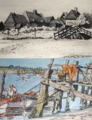 HENRY JAMES STARLING, INITIALLED IN PENCIL TO MARGIN, HAND COLOURED ETCHING, Walberswick, 4” x 6” (