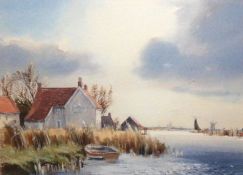 * LESLIE L HARDY MOORE, RI, Signed, Watercolour, Inscribed verso “Stokesby Ferry, River Bure”, 10 ½”