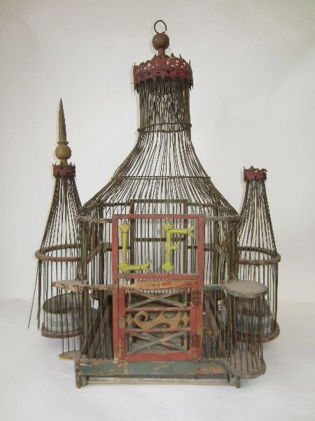 Wood and wire small birdcage