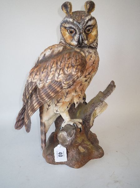 Clermount fine china model of a long eared owl (Asio Otus) by Michael Tandy painted by A C Coppin