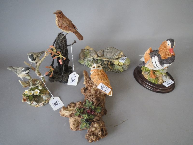 Sherratt & Simpson `Eagle with salmon` & another `Perching eagle` & Border fine Arts `Hedgehogs`