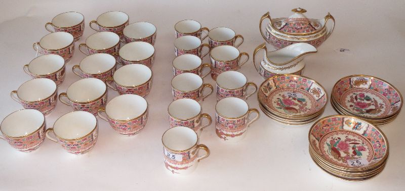 Early C20th Staffordshire porcelain tea & coffee service decorated in Chinoiserie (famille rose)