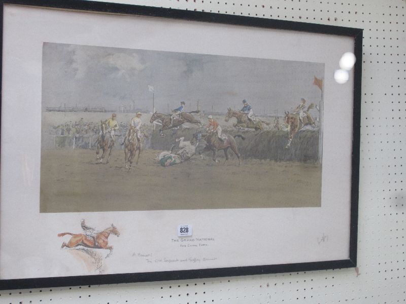 After `Snaffles` colour print `The Grand National the canal turn`, signed in pencil & inscribed in