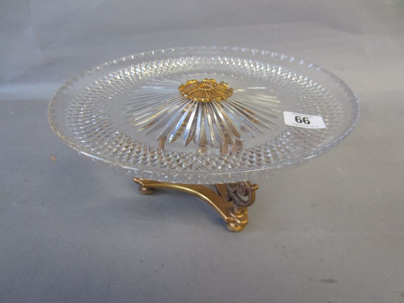 Regency style cut glass & brass base comport