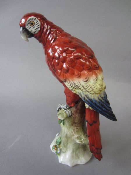 Porcelain figure of a parrot by Citzendorf