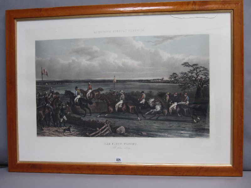 After J. Herring, reproduction colour print Herring`s fox hunting scenes `Full cry` 45x76 framed &