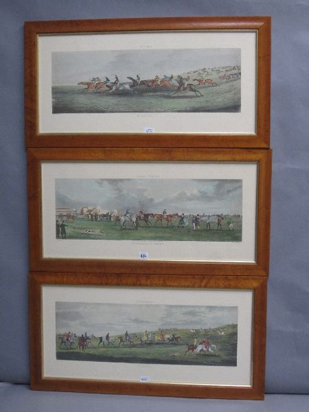 After Alken, set of three colour reproduction prints `Epsom, running`, `Ascot Heath, preparing to