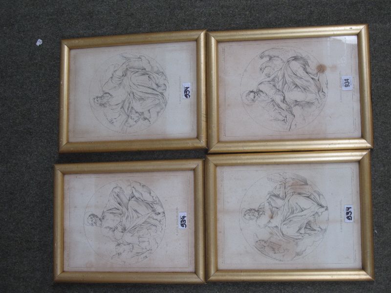 Set of four originally framed Italian religious engravings 31x22