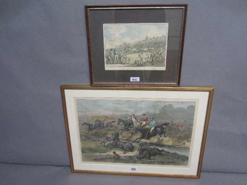 After Zwiecker, colour print `Steeplechasing` 31x48 framed & glazed & after Rowlandson, colour print