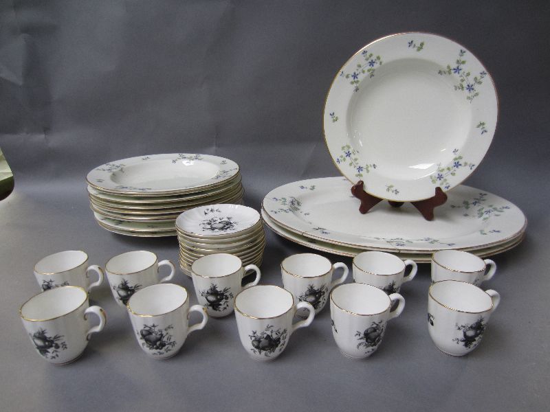 Royal Worcester coffee cups & saucers plus quantity of Cauldon ceramics with blue floral sprays