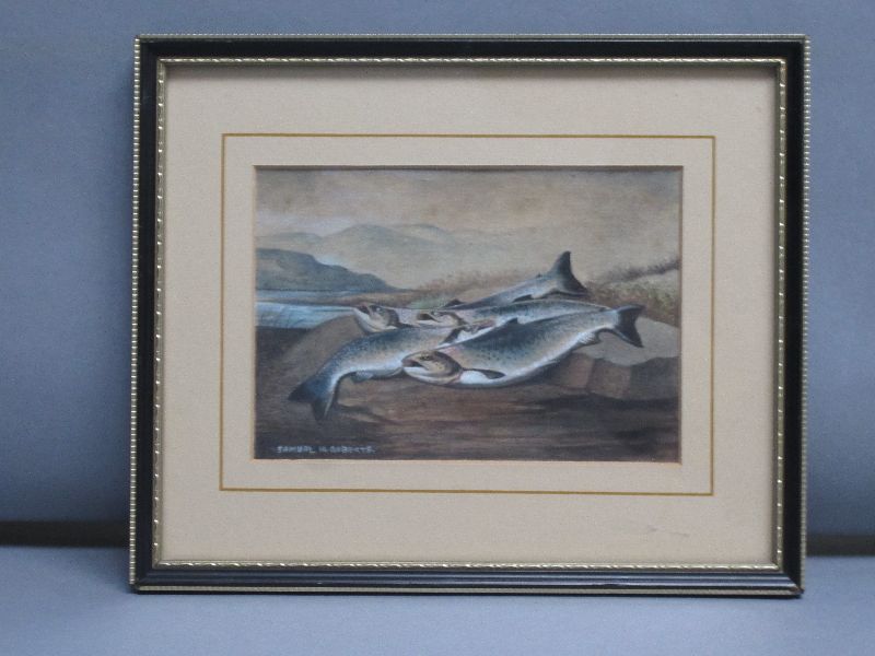 SAMUEL H ROBERTS C19th/20th watercolour `The days Catch` signed lower left 11x16 framed & glazed