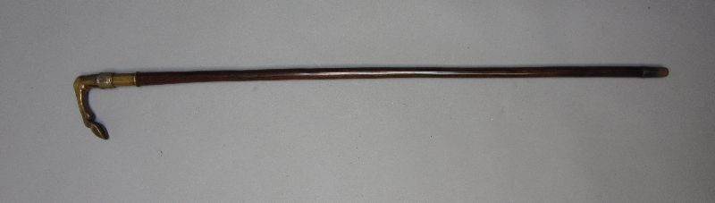 C19th Bronze horse hoof handle walking stick with rosewood shaft