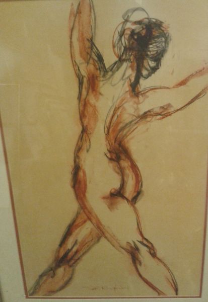 TOM MERRIFIELD (1932 - ) Crayons & watercolour `Nude` signed lower middle 75 x 47, TOM MERRIFIELD (