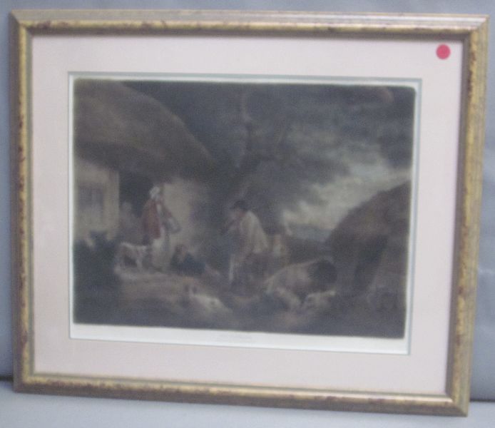 After Morland, colour print `The Warrior` engraved by W. Ward pub by Lambe 43x59 framed & glazed