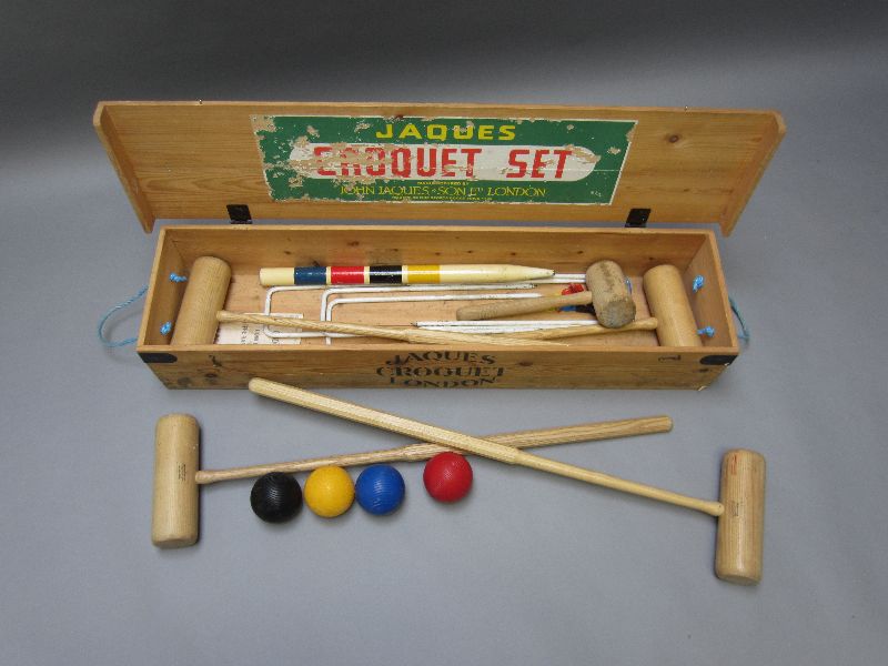 Jacques croquet set with rules in original pine box