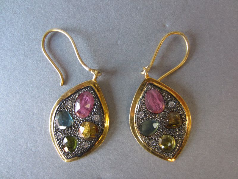 Tourmaline & silver gilt earrings