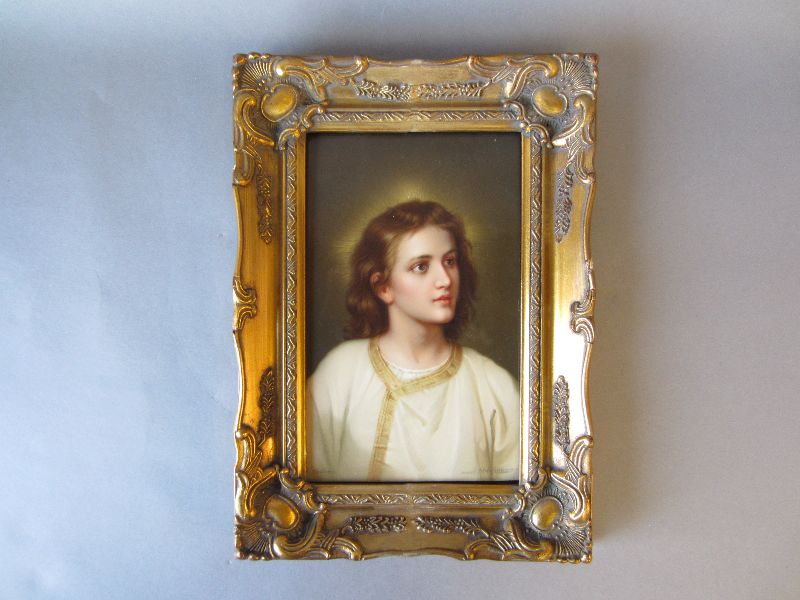 Gilt framed plaque entitled `Jesus Knabe` after H. Hofmann (1824-1911) detail from `Christ in the