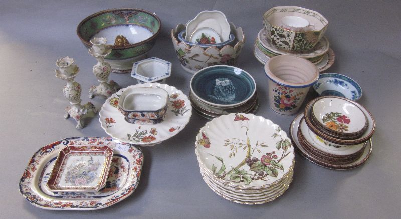 Large collection of pottery & porcelain to include `wild flowers` dessert service