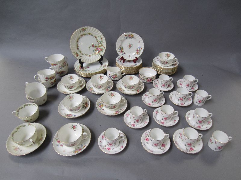 Mintons floral `Marlow` pattern part tea service together with a similar `New Chelsea` part coffee