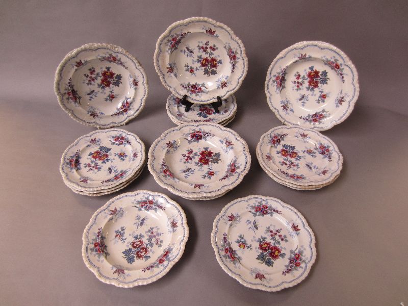 Set of 20 JWR ironstone China plates in the Japan flowers pattern