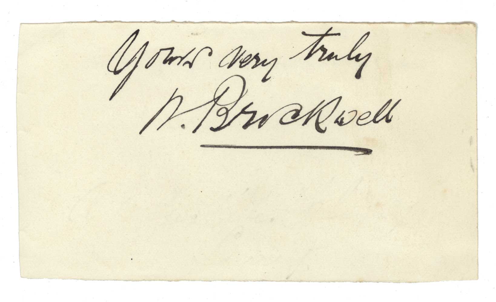 William Brockwell. Surrey, London County & England 1886-1903. Excellent ink signature of Brockwell