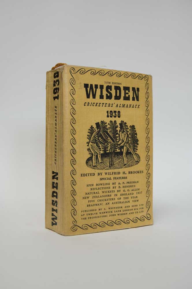 Wisden Cricketers’ Almanack 1938. 75th edition. Original limp cloth covers. Slight fading to