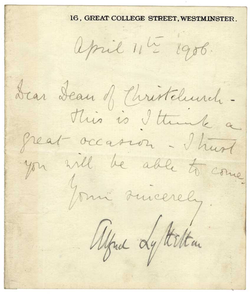 Cricket - Hon Alfred Lyttelton, Cambridge University, Middlesex and England 1876-1887. Handwritten