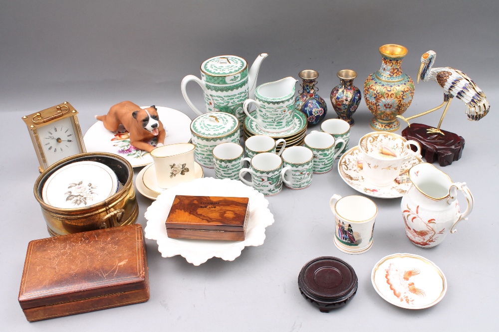 A collection of ceramics and glassware to include Chinese coffee set, cloisonne vases etc.