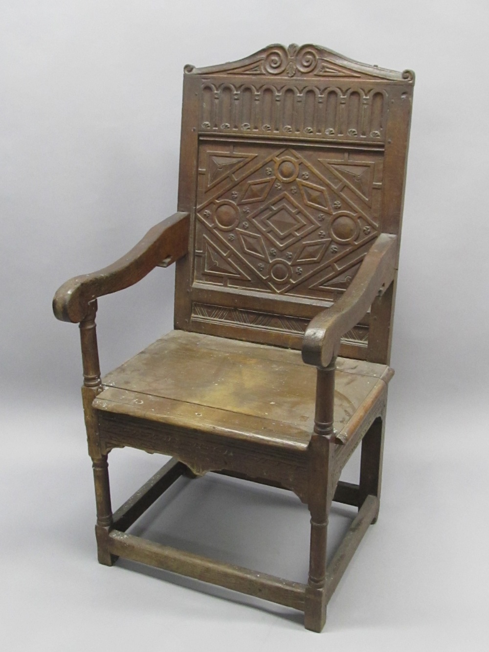 A 19th century carved oak Wainscot chair.