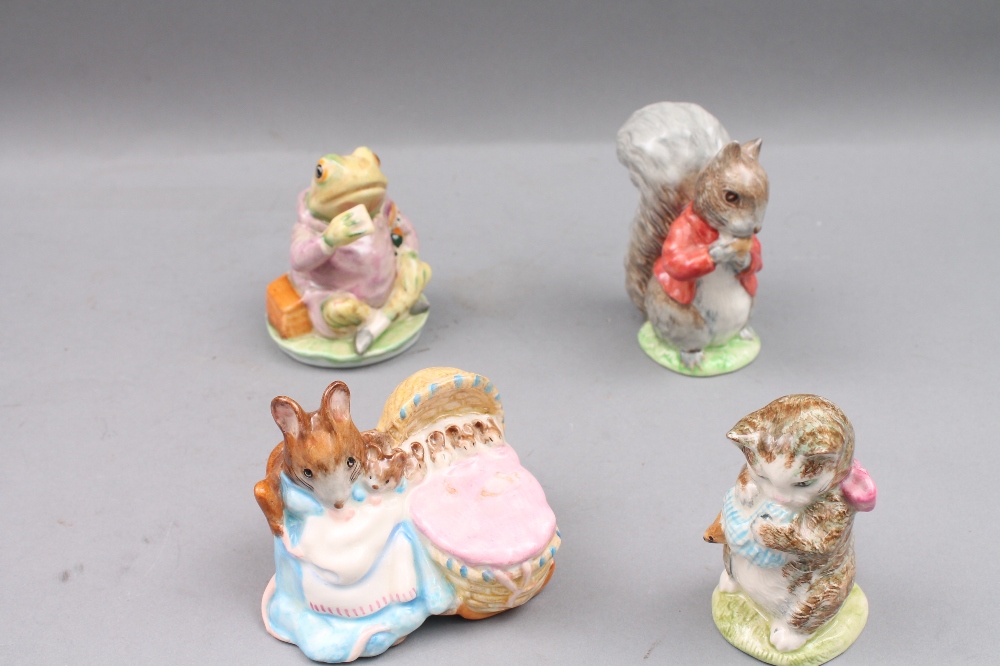 Four Beswick Beatrix Potter figures, brown back stamps: `Hunca Munca`, `Timmy Tiptoes`, `Mr.